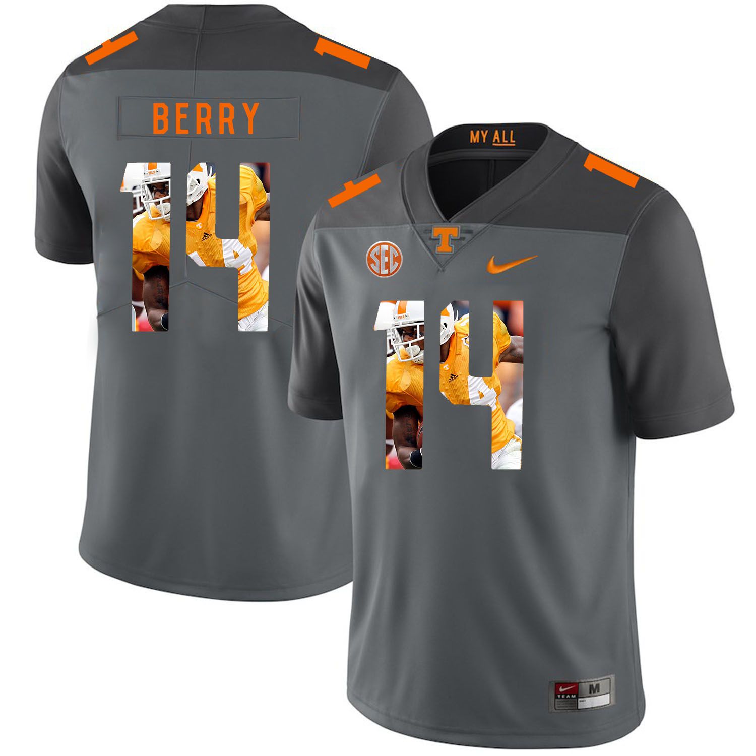 Men Tennessee Volunteers #14 Berry Grey Fashion Edition Customized NCAA Jerseys